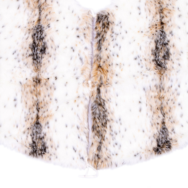Snow Lynx Faux Fur 60-Inch Tree Skirt with Minky Lining