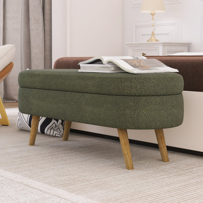 Oval Storage Bench With Wood Legs
