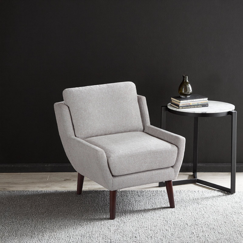 Chaise d'appoint moderne en chenille vibrante, style Mid-Century avec coussins réversibles et pieds en bois massif, capacité de 300 lb