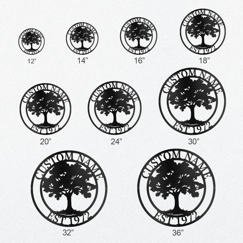 Arbre en métal personnalisé personnalisé, H 30 po x l 30 po x P 0,05 po, Noir, noir, noir, noir, Oui