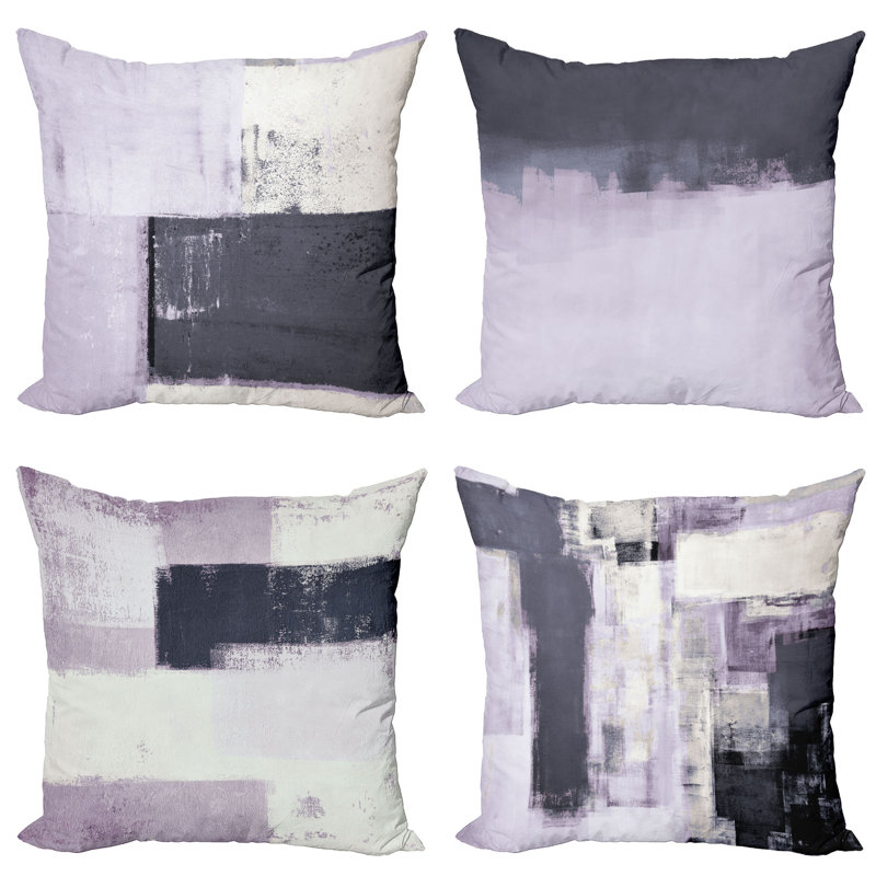 Reversible Pillow Cover, 16" H x 16" W, Dimgray Pale Mauve / Ivory