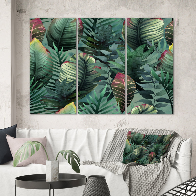 «Tropical Palm Leaves In Jungle», reproduction d'art sur toile traditionnelle, H 40 po x l 60 po x P 1 po