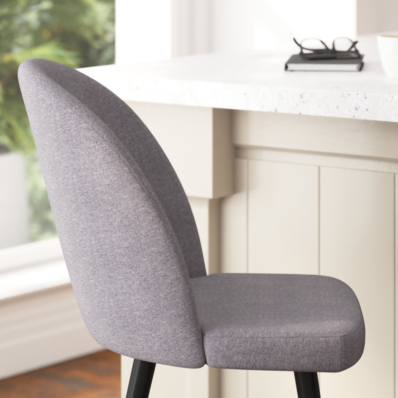 Gray Faux Leather and Metal Bar Stools, Set of 2