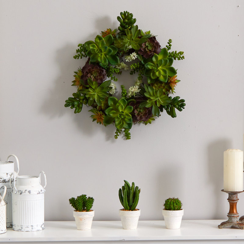 Faux Succulent Plastic 20'' Wreath