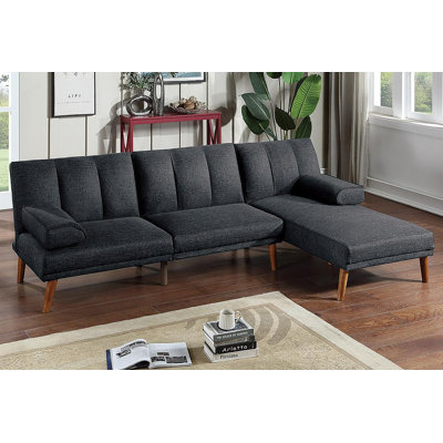 Ensemble de canapé modulaire en polyfibre noir 2 pièces