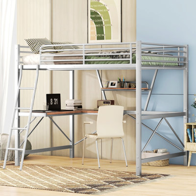 Aranveer Metal Standard Bed with Shelves