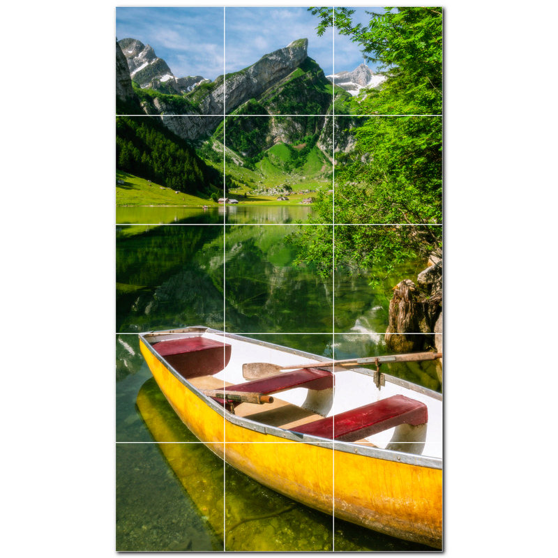 Murale en céramique satinée Boat Photo 6 po x 6 po