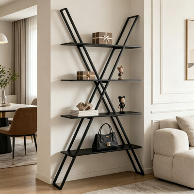 4 Tier X Frame Metal Display Shelf