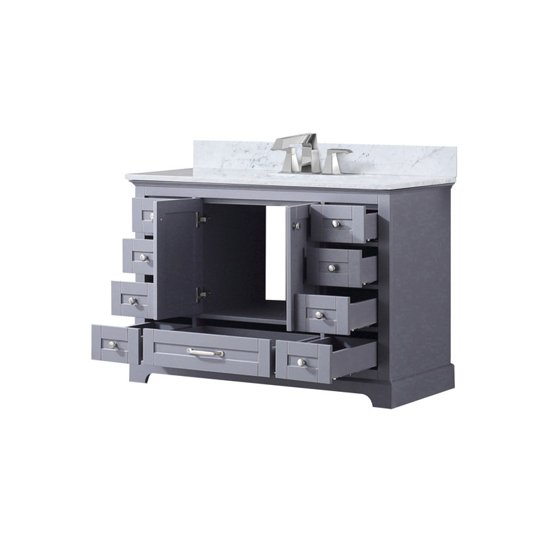 Ensemble de meuble-lavabo simple avec plateau en marbre et robinet, Gris foncé