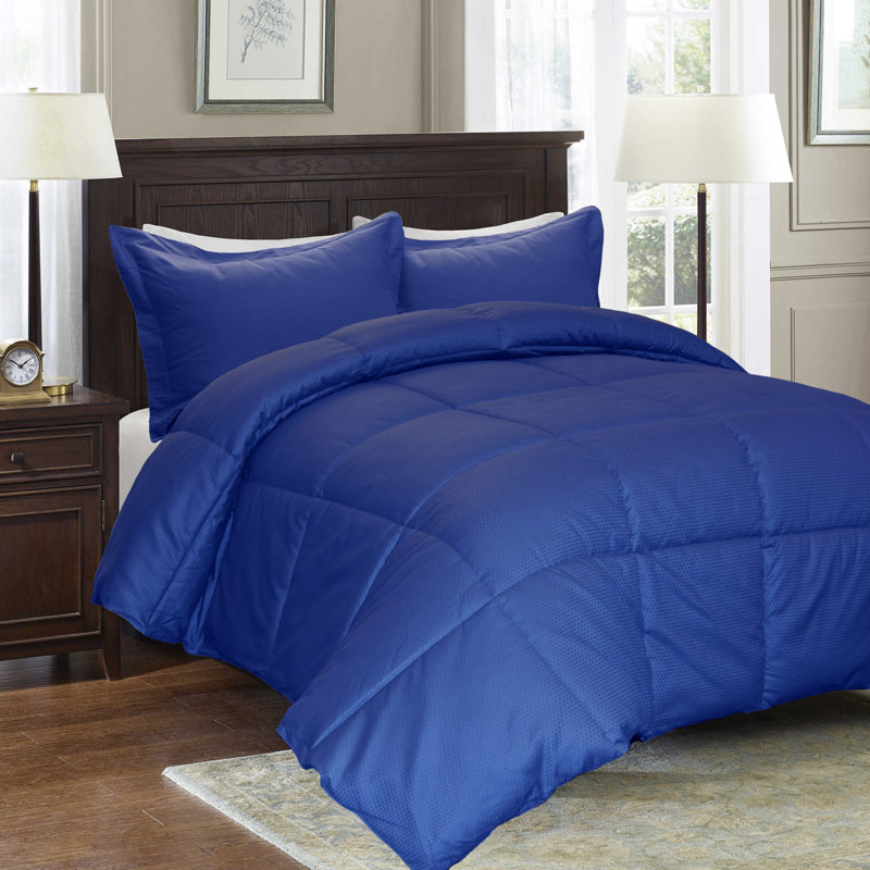 Twin Blue Cotton Down Alternative Reversible Comforter Set