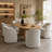 Upholstered Dining Chairs With Casters, Fully Assembled Round Barrel Armchair, Solid Wood Accent Vanity Chair For Dining Room Living Room-1165540708