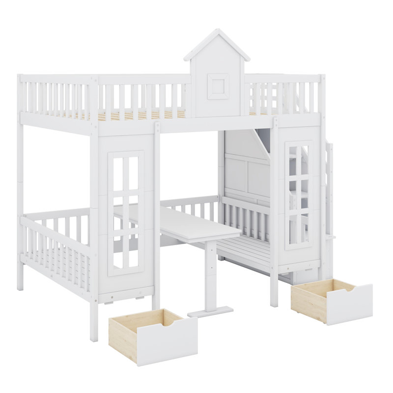 Bunk Bed With Changeable Table, Bunk Bed Turn Into Upper Bed And Down Desk