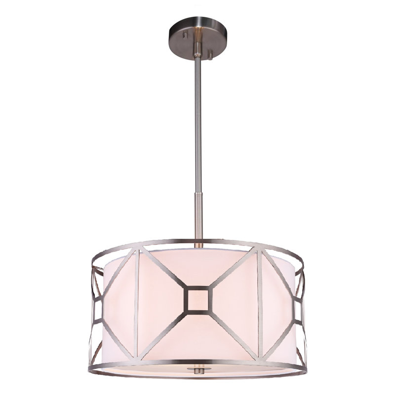 Hultgren 3 - Light Dimmable Drum Chandelier, 8.5" H x 17" W x 17" D, Satin Nickel