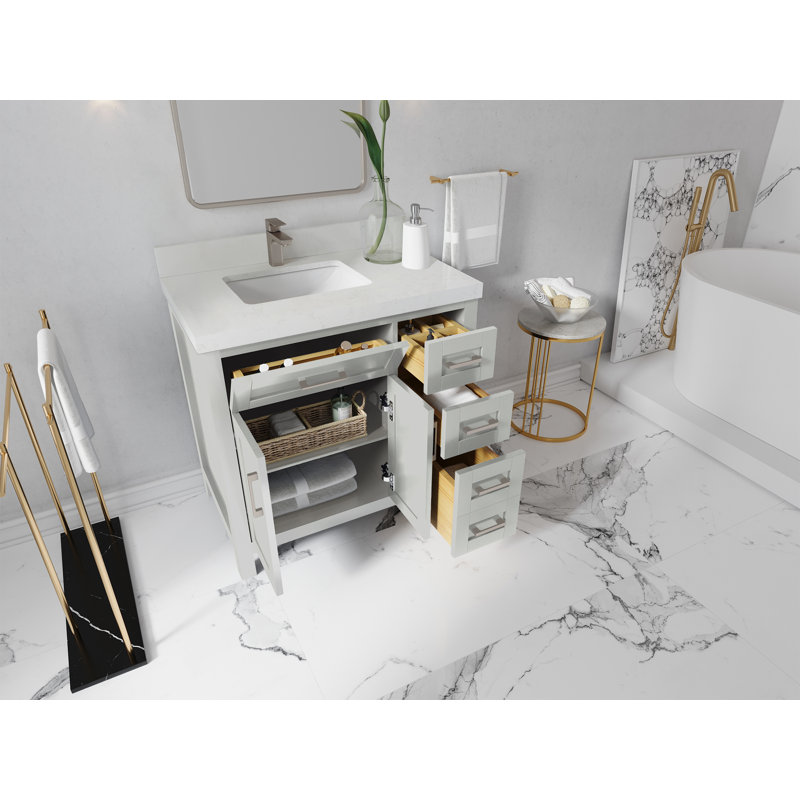 Ensemble de meuble-lavabo simple 36 po Gocha, Calacatta Laza, Gris Coventry