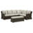 Soha Outdoor 3Pc Sectional Sofa, Brown Wicker, Beige Nuvella Cushions