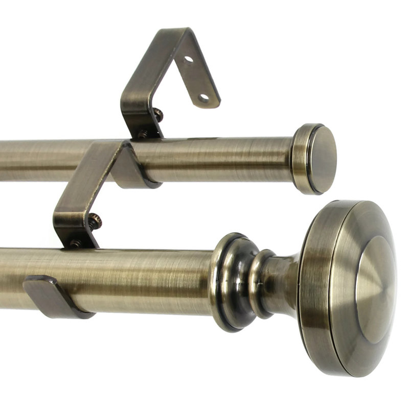 Tringle à rideaux double réglable en métal Courtland, H 1 po x l 120 po x P 1 po, Noir