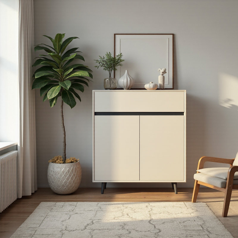 Armoire de rangement polyvalente de 31,69 pouces avec un design élégant et des pieds en fer durables