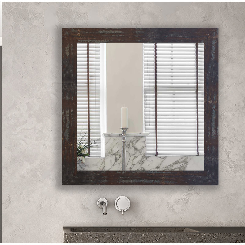 Miroir Dematteo, H 25,5 po x l 25,5 po, Acier industriel / laiton