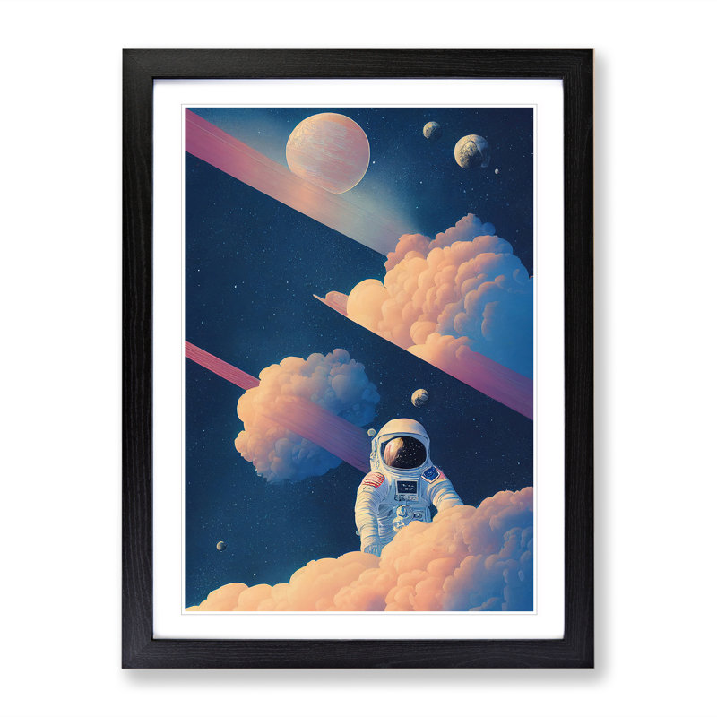Astronaut In The Clouds - Single Picture Frame Print, 34cm H x 25cm W x 2cm D, Black Framed