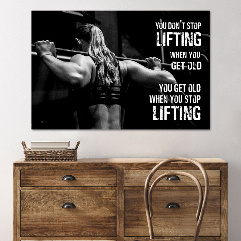 A Girl Practicing Gym - You Don't Stop Lifting Saxophone When You Get Old - 1 Piece Rectangle Graphic Art Print On Wrapped Canvas