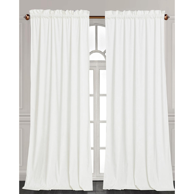 Cream White Velvet Room-Darkening Window Panels, 100 x 72