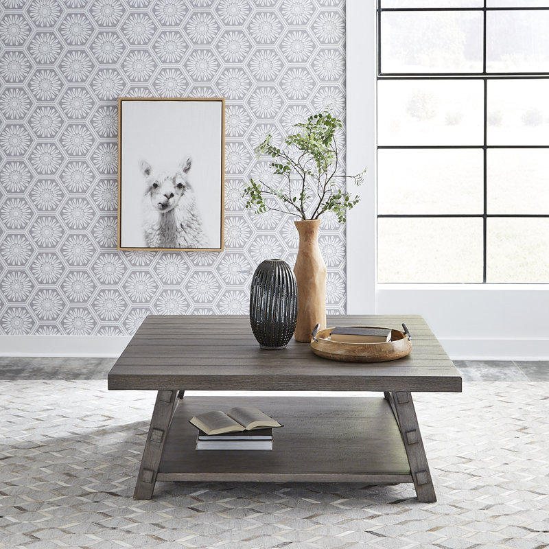 Bettee Solid Wood Coffee Table, Dusty Charcoal