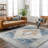 Oriental Machine Made Power Loomed Polyester Area Rug in Blue-1277027540