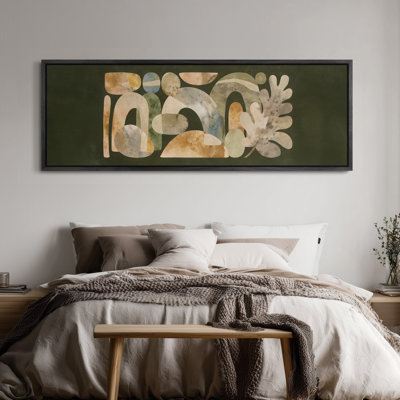 Impression sur toile encadrée extra large, tons de terre, formes abstraites modernes