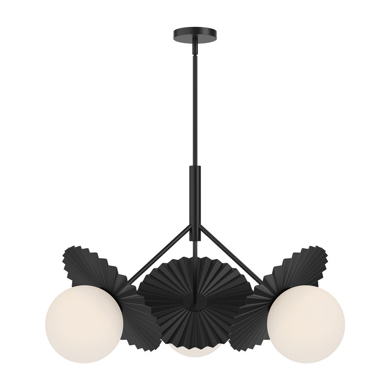 Lustre à 3 lumières Laki, Noir mat, H 20,88 po x l 33,63 po x P 33,63 po
