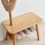 Tabouret à chaussures en bois massif naturel avec support en tissu