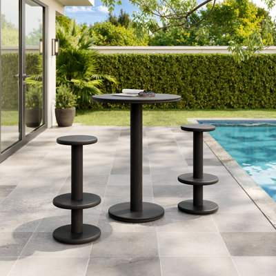 Ensemble de table de bar et de tabourets en bois 3 pièces Neo