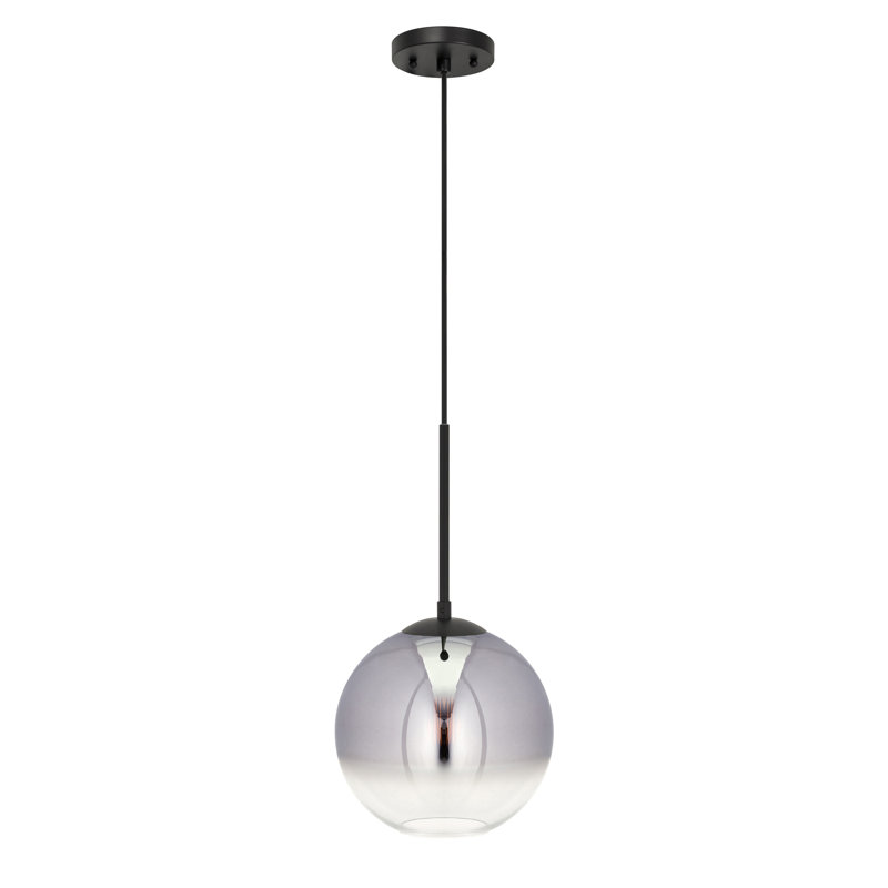 Luminaire suspendu simple à 1 lumière Aver, Noir, 113.5" H x 8" W x 8" D