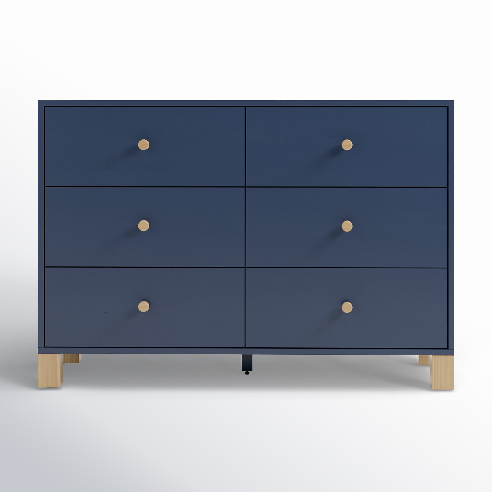 California 6 Drawer Dresser, Midnight Blue/Driftwood