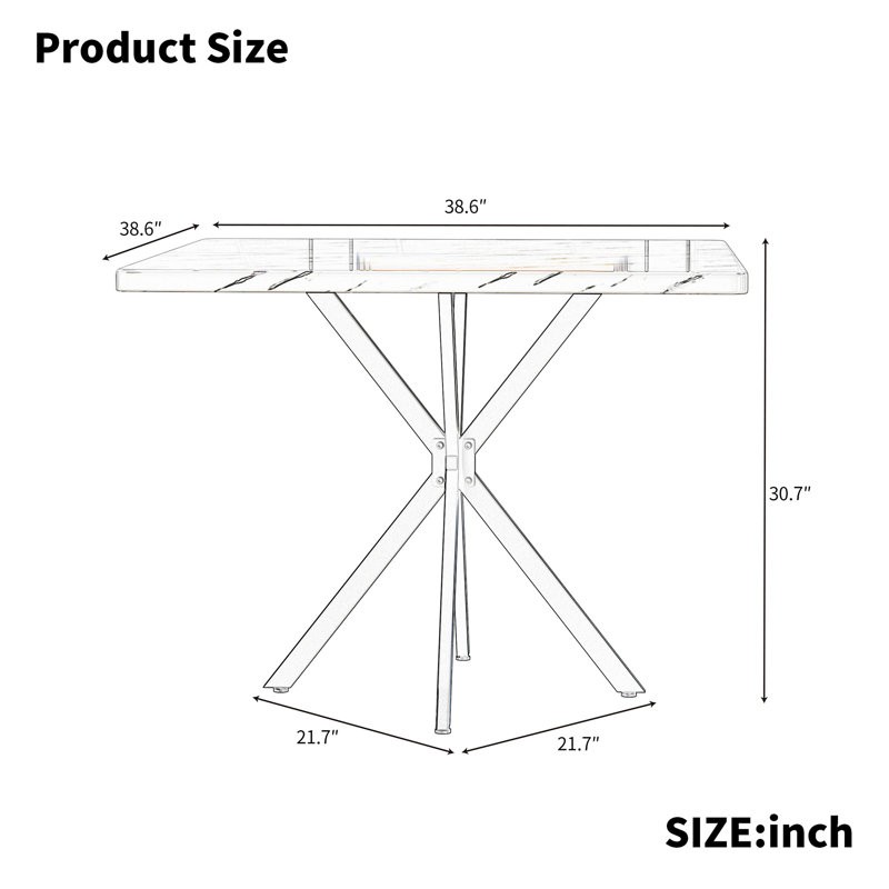 Neevin Mid Century Modern Square Dining Table for 4-6 People | Space-Saving Multi-Functional Table for Kitchen, Dining & Office