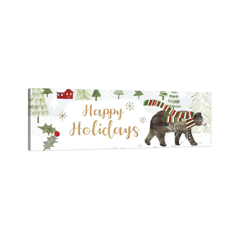 Woodland Christmas Collection D by Victoria Borges - Wrapped Canvas Panoramic Print, 30.48 cm H x 91.44 cm W x 1.91 cm D