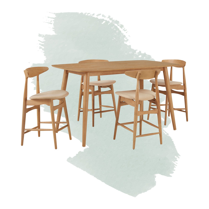 Ensemble de salle à manger 5 pièces Gallman, Beige