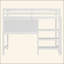 Lit mezzanine en bois avec tablettes, bureau et tableau d'écriture-2119349832