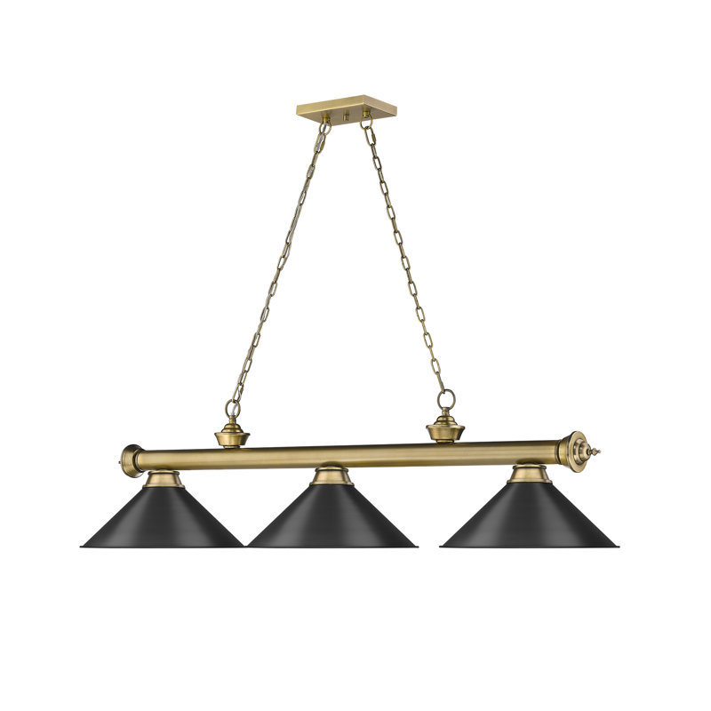 Luminaire suspendu pour table de billard 3 lumières Annaleisa, Noir mat