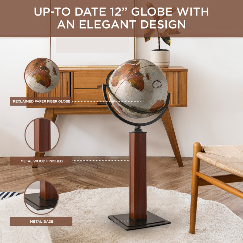 Landen 44" Antique Floor Globe with Raised Relief Surface