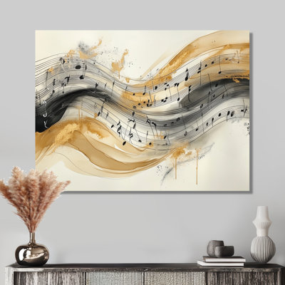 «Beige Notes on a Flowing Staff I», musique encadrée, art mural sur toile