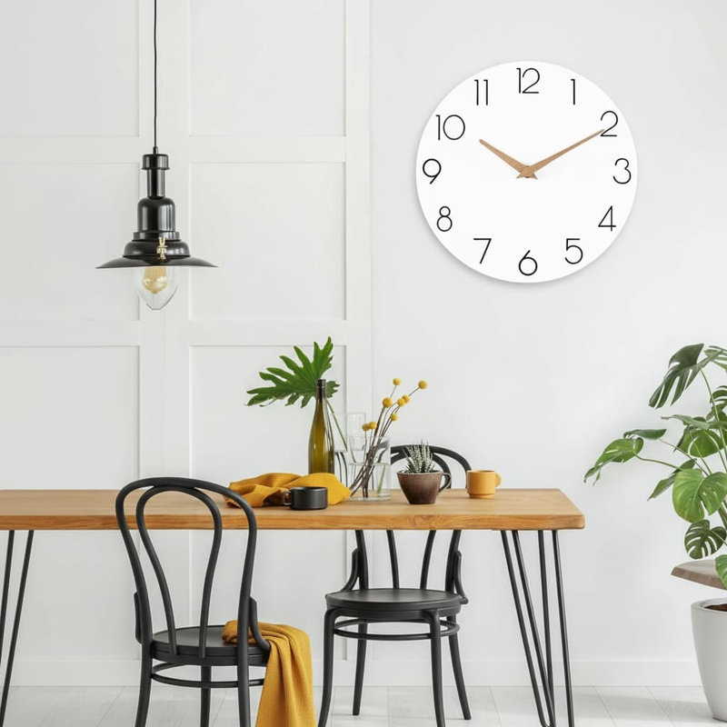 Wood Wall Clock, White