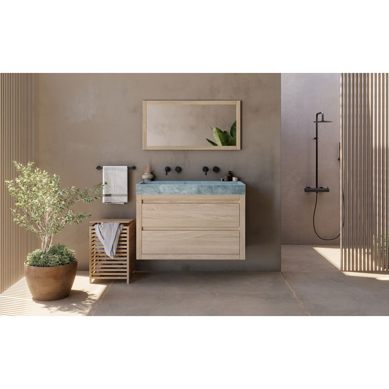 Damaria Wood Wall Mirror, 80cm H x 80cm W, Smoke