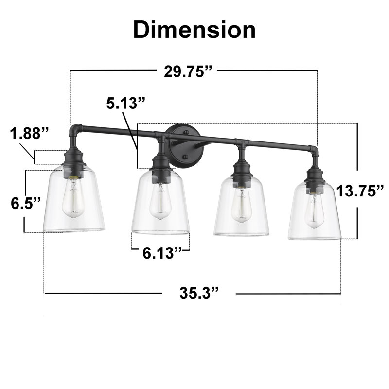 Rachal 4 - Light Vanity Light, Matte Black