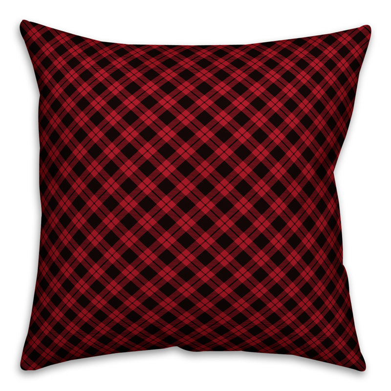 Plaid Reversible Throw Pillow, 16" x 16", Pillow Cover