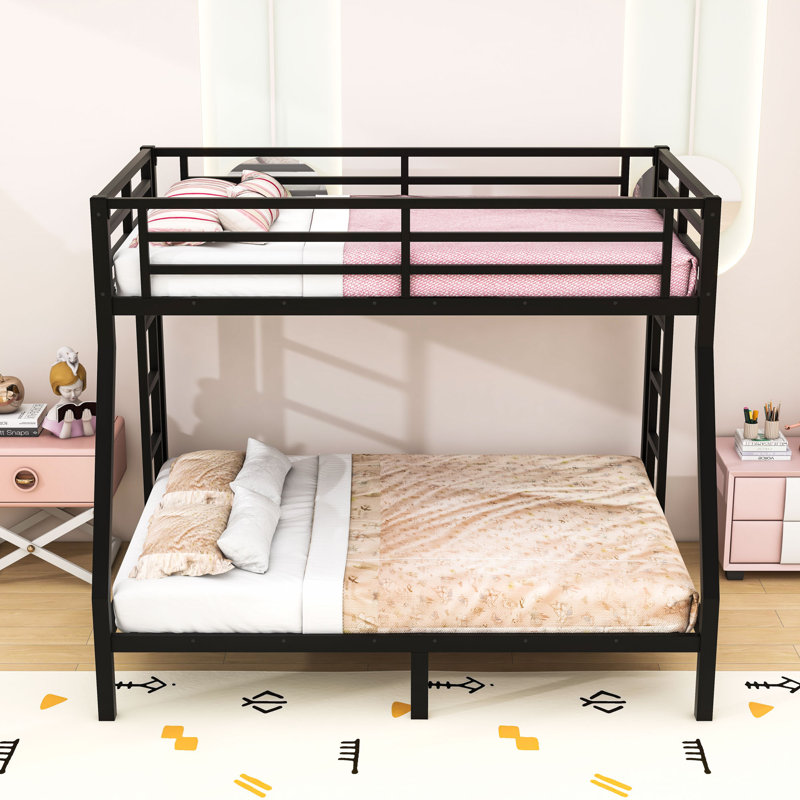 Bunk Bed With Guardrails And Under-Bed Storage, Black, Twin Over Full