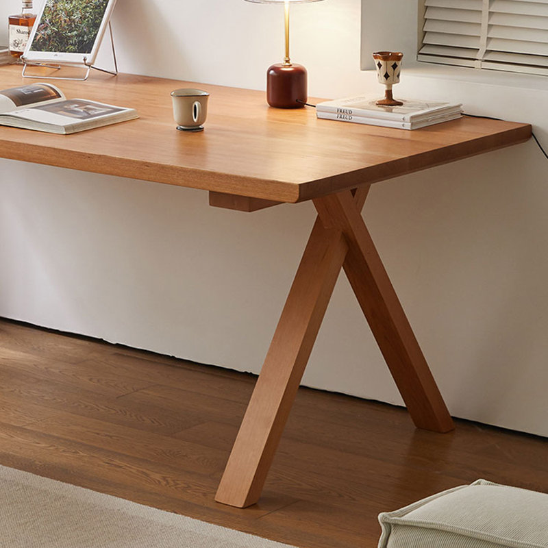 Bureau simple et multifonctionnel en bois de cerisier, H 29,52 po x l 62,99 po x P 27,55 po