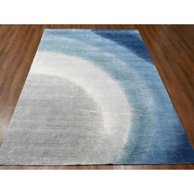 9'0" x 11'10" THE OCEAN, Modern Gradation Design, Hand Knotted, 100% Wool Rug