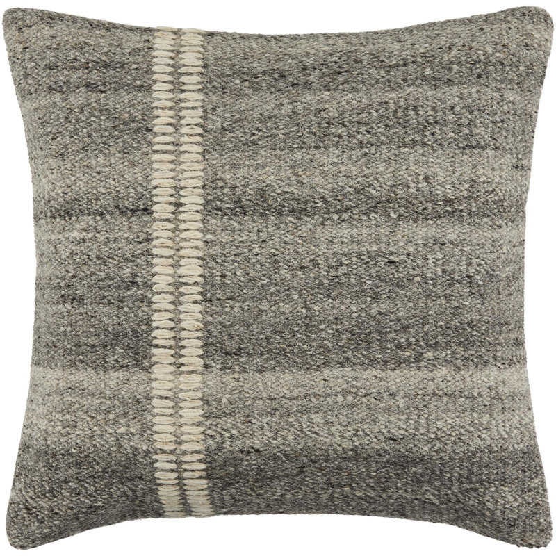Coussin décoratif Jundah, Gris, Carré 18 po, Duvet de canard