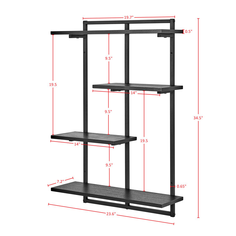 Rhodes 4 Tier Modern Floating Windowsill Wall Shelf Wade Logan Finish: Black