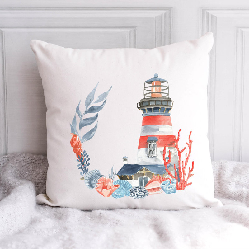 Nautical Sea Life_129 - Throw Pillow Insert Included, H 18 po x l 18 po